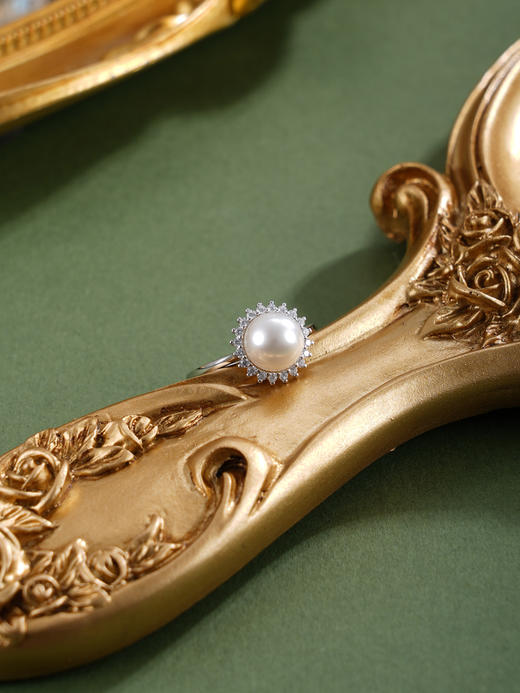 子佩集【晨曦微光】银S925珍珠惜王妃戒指【R2094】8mm珠双色太阳花2601 商品图11