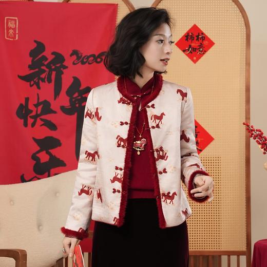 西子/双影小马桑蚕丝双面穿拼水貂新中式夹羊毛外套/WTHY0167 商品图2