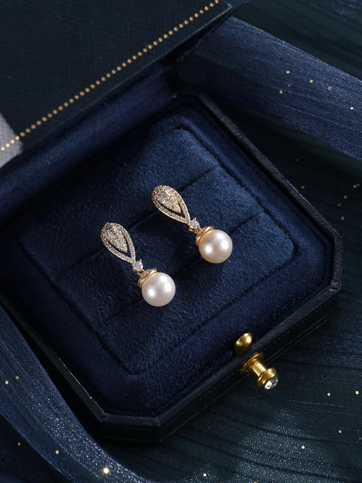 子佩集【高光时刻】银S925珍珠惜王妃耳钉【E3391】7.5mm珠双色水滴2601 商品图8