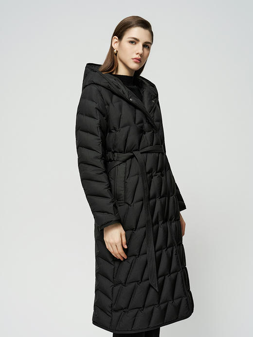 【中长款连帽羽绒服】25年秋冬新品女士90白鹅绒系带收腰防风保暖外套 商品图1