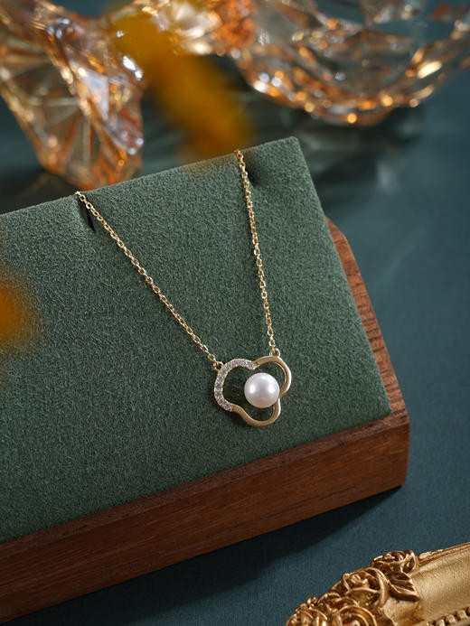 子佩集【小欢喜】银S925珍珠惜王妃套链【MLTL019】6.5mm珠镀金云朵三瓣花2601 商品图5