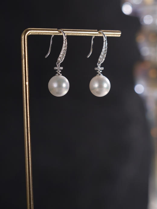 子佩集【月华轨迹】银S925珍珠惜王妃耳环【E4378】10mm珠双色单珠蛇纹2601 商品图6
