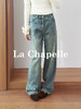 专柜实拍【高棉/舒适百搭】拉夏贝尔/La Chapelle水洗渐变直筒牛仔裤高腰显瘦舒适百搭长裤 商品缩略图0