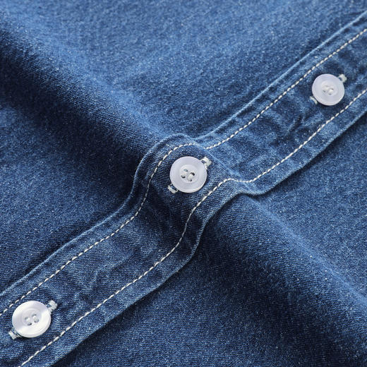 GXG男装25夏季经典胸前口袋设计日常休闲百搭翻领短袖牛仔衬衫K&C 商品图7