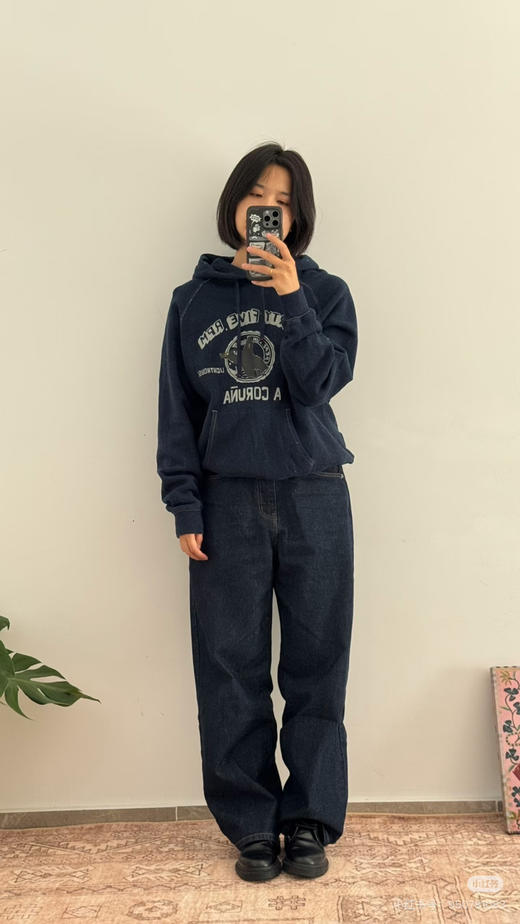 【秒杀价已调 直接拍】45R 日系复古 插肩袖 仿牛仔针织多次水洗 连帽毛圈卫衣 商品图8