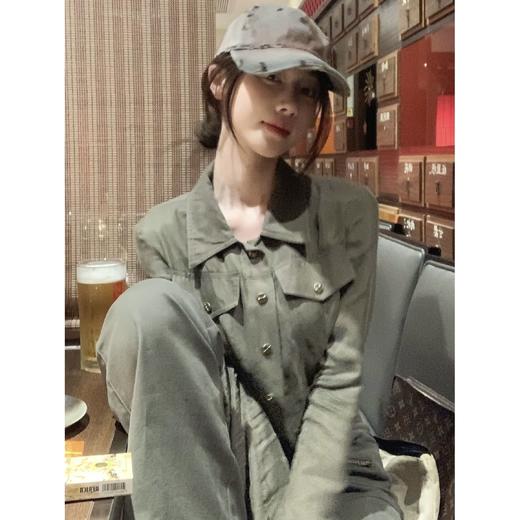 现货  复古胶片 做旧甜酷感 短款夹克外套 商品图2