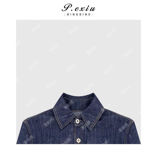 04-6潘依绣丁丁宠粉天丝-亚麻复古水洗翻领牛仔衬衫外套S66399 商品图2