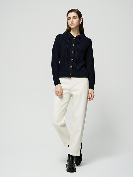 【粗棒针连帽开衫】羊绒世家秋冬新品女士100%山羊绒针织开衫外套 商品图1