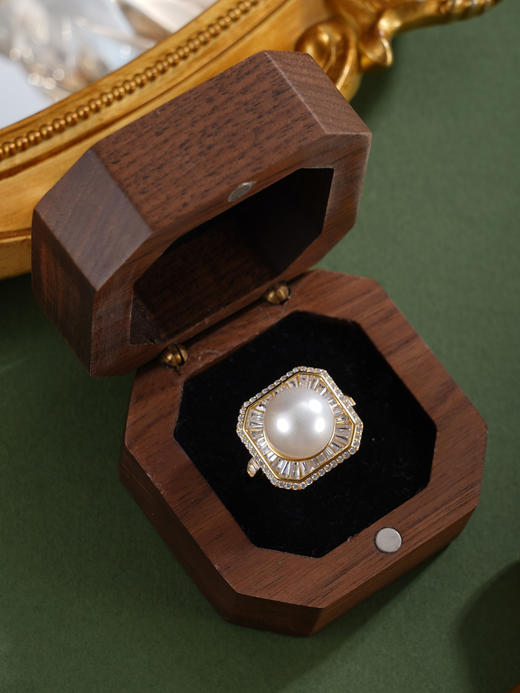 子佩集【女神芳华】银S925珍珠惜王妃戒指【R2129】10.5mm珠镀金四芒星方块2601 商品图6