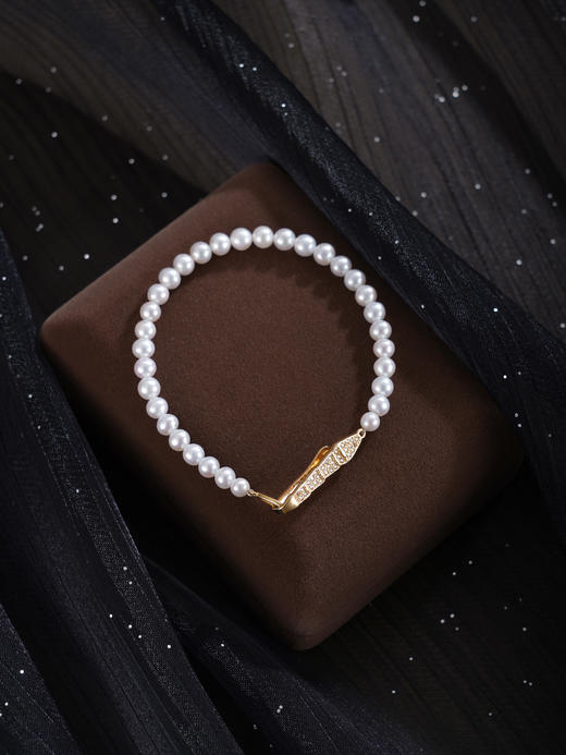 子佩集【月珀神谕】银S925珍珠惜王妃手链【MLSL014】4mm珠镀金蛇2601 商品图6