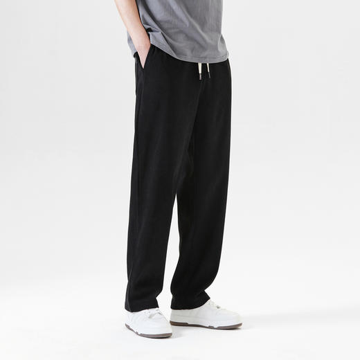 GXG男装时尚松紧腰系绳简约百搭纯色直筒男式休闲裤K&C 商品图1