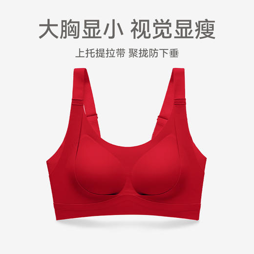 芬腾内衣女大胸托防下垂聚拢胸罩提拉舒适无钢圈收副乳红色文胸 商品图0