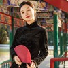 西子/梅花弄丝绒压花新中式斜襟拼水貂收腰上衣/SYZY032 商品缩略图1