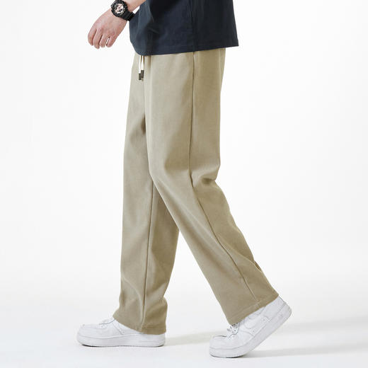 GXG男装时尚松紧腰系绳简约百搭纯色直筒男式休闲裤K&C 商品图6