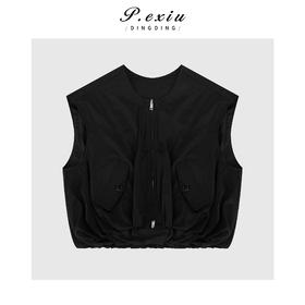 04-3潘依绣丁丁宠粉简约肌理感短马甲拉链外套Q18131