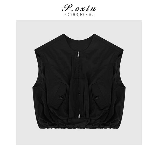 04-3潘依绣丁丁宠粉简约肌理感短马甲拉链外套Q18131 商品图0
