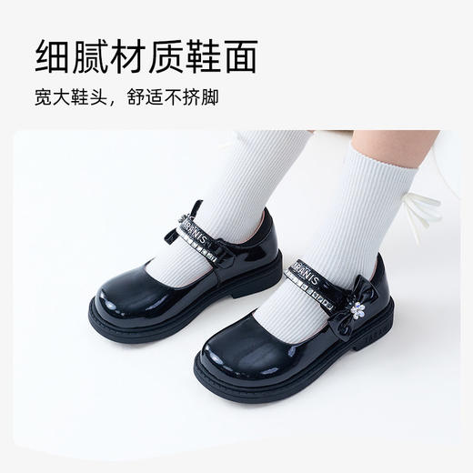 泰兰尼斯春季新款公主皮鞋精致时尚女童皮鞋黑色软底演出鞋单鞋M03X6A9058 商品图2
