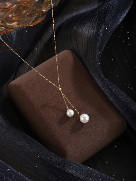 子佩集【流年风吟】G18K珍珠惜王妃项链【MLKJXL009】6-7.5mm珠镀金双色吊球紫白2601 商品图8