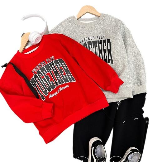 【男女同款❗️儿童加绒卫衣】国标母婴级A类标准，面料柔软舒适，亲肤透气，2026新款秋冬款红色洋气保暖上衣长袖潮外套QQ 商品图4