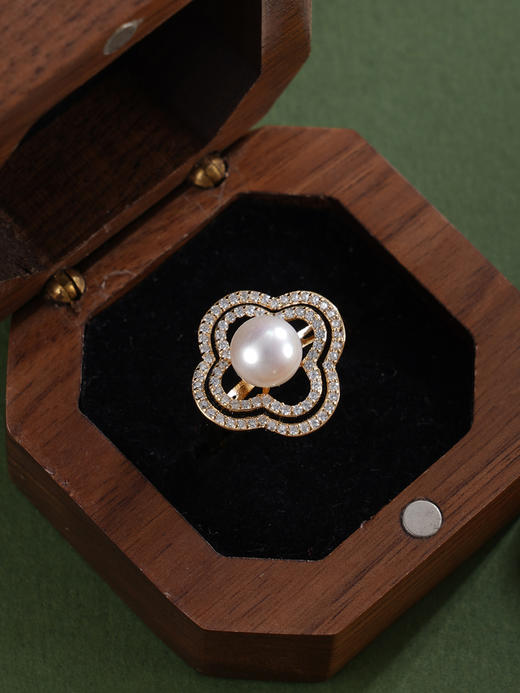 子佩集【相思四叶】银S925珍珠惜王妃戒指【YR0090】7mm珠双色四叶草四瓣花2601 商品图11