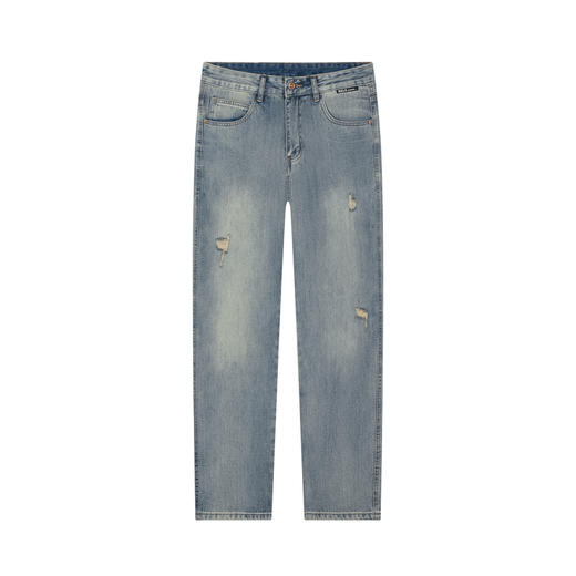 GXG男装秋季时尚潮流破洞款男士百搭牛仔休闲直筒长裤K&C 商品图4