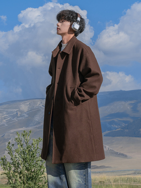 【YW】无忧购“清仓福利”秋冬款休闲中长款质感毛呢大衣男加厚防风翻领外套L6019（截单后3-5天发货）