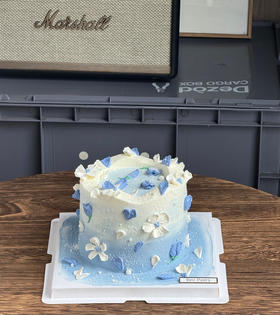 蓝色裱花蛋糕B款 加高