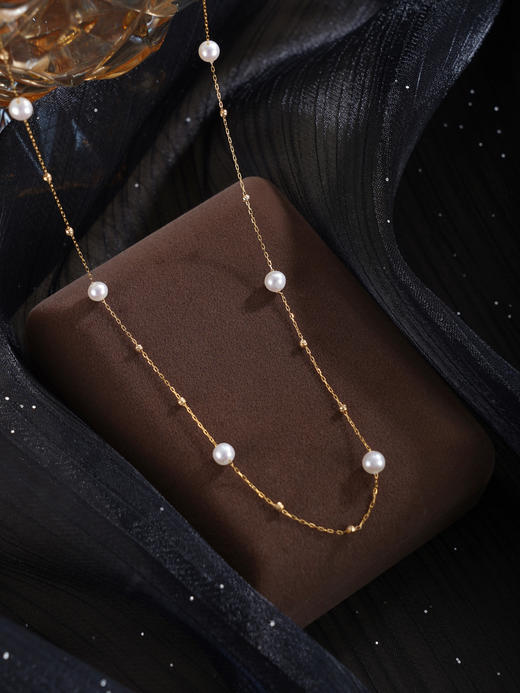 子佩集【星河沉醉】G18K珍珠惜王妃项链【MLKJXL010】4.5mm珠偏白镀金多珠2601 商品图2