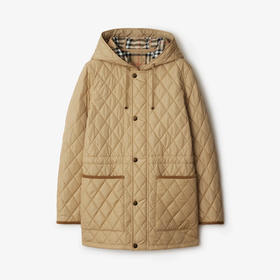 BURBERRY 巴宝莉 女士马术骑士设计标签绗缝尼龙派克大衣棉服 卡其色 8105108 B8626