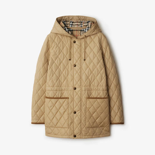 BURBERRY 巴宝莉 女士马术骑士设计标签绗缝尼龙派克大衣棉服 卡其色 8105108 B8626 商品图0