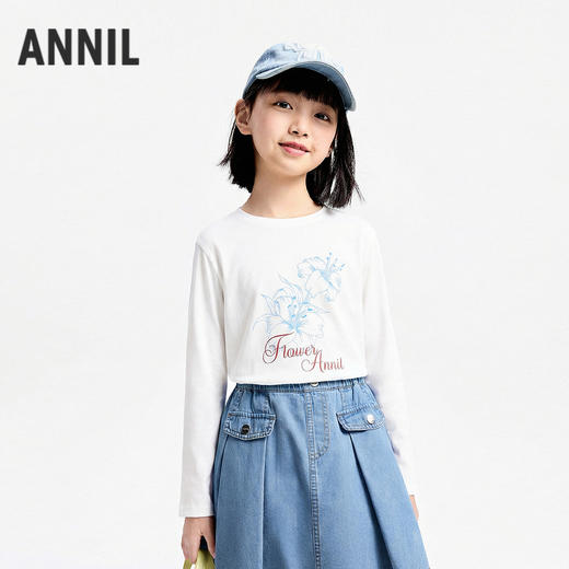 女童圆领长袖针织衫夏季新款安奈儿童装EG621724 商品图0