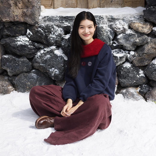 特绽放742朵/吉祥话卫衣·水果绣花加绒加厚棉混纺圆领长袖卫衣女 商品图3