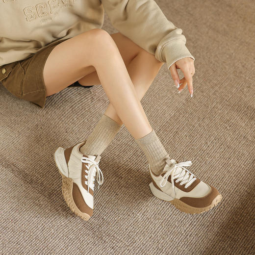 阿么手工女鞋2026新款轻便休闲运动鞋女款小个子透气阿甘鞋3.3CM 商品图2