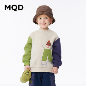 【特】【MQD】男小童冬潮酷清新撞色贴布绣半高领卫衣
