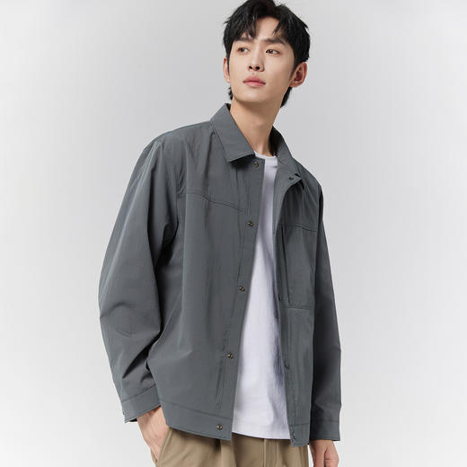 GXG男装【立体提花】25春季时尚简约休闲舒适百搭男式翻领夹克K&C 商品图5