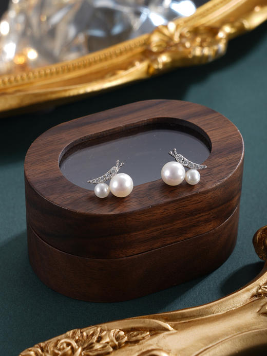 子佩集【月下蝶影】银S925珍珠惜王妃耳钉【MLEH022】7mm大珠半蝶蝴蝶蜗牛2601 商品图8