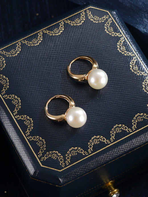 子佩集【时光简梦】银S925珍珠惜王妃耳环【E4357】8.8mm珠双色圆圈扣环2601 商品图7