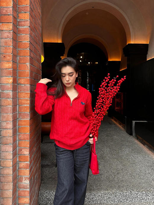 马年限定马到成功拧花羊毛兔绒混纺POLO衫 商品图4