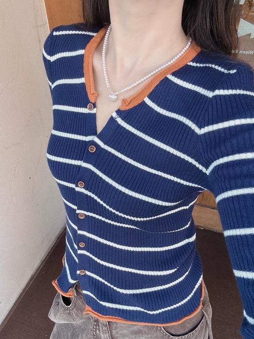 <曾小咸推荐>撞色条纹长袖T 日常139/件 活动价89.99/件！【预售款，预计3-15天发货】 商品图1