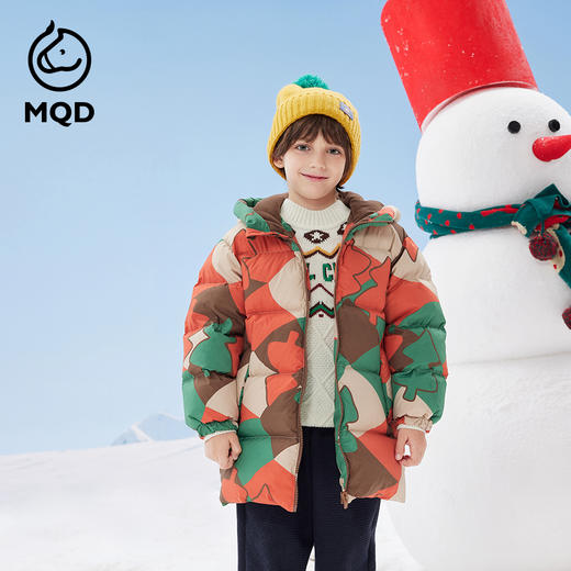 【秒1】【MQD】男童冬季满印趣味艺术花版连帽羽绒服 商品图0