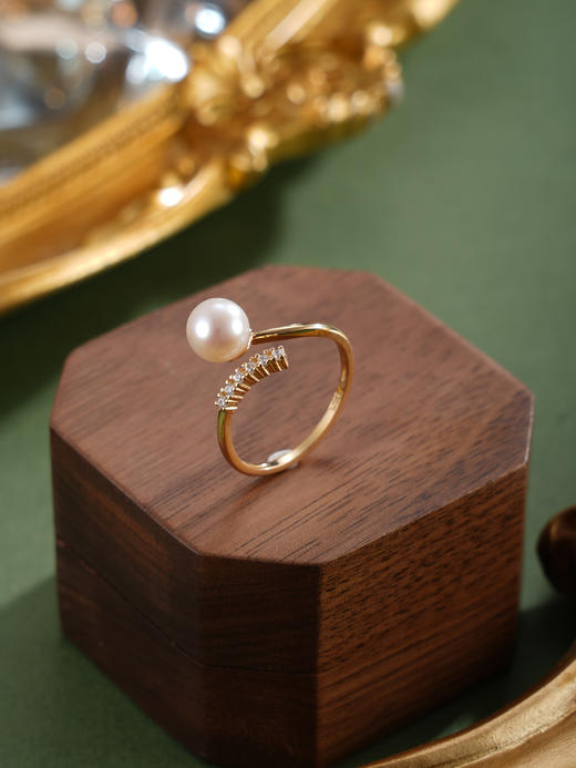 子佩集【涟漪浅漾】银S925珍珠惜王妃戒指【R2077B】7mm珠双色交错2601 商品图8