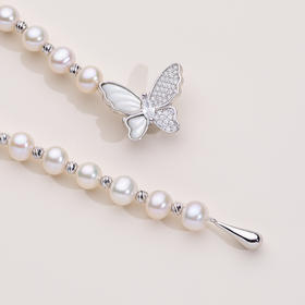 蝶恋花系列S925银 淡水珍珠项链 6.5-7mm