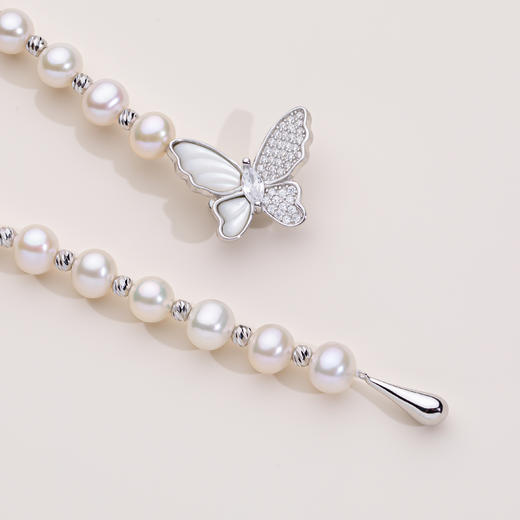 蝶恋花系列S925银 淡水珍珠项链 6.5-7mm 商品图0