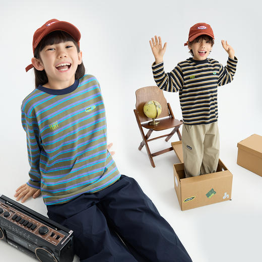 MANHOJIA【条纹控】儿童长袖T恤复古条纹纯棉亲肤柔软打底T恤 商品图1