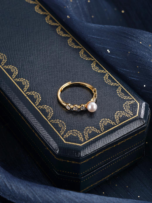 子佩集【涟漪漫语】银S925珍珠惜王妃戒指【R2324】5mm珠双色一字星点2601 商品图5