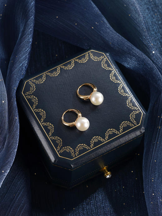 子佩集【时光简梦】银S925珍珠惜王妃耳环【E4357】8.8mm珠双色圆圈扣环2601 商品图6