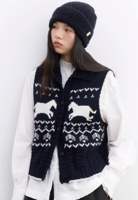 步履不停/5D13327C/软糯无袖上衣针织马甲开衫