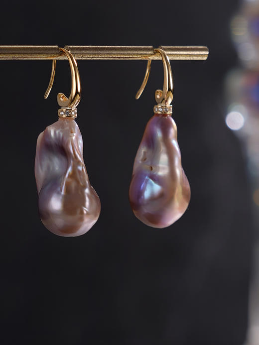 子佩集【潮汐旋律】银S925珍珠惜王妃耳环【W7532】12*20mm珠双色巴洛克彩2601 商品图5