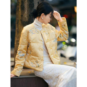 「自」「预售」全新升级【铂金会员836/天猫1129/差价293】(13035)洛诗琳新中式刺绣鹅绒服2025秋冬国风小个子保暖短款羽绒服