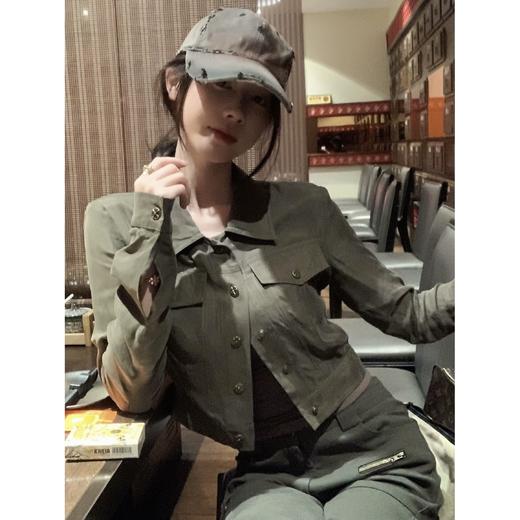 现货  复古胶片 做旧甜酷感 短款夹克外套 商品图0